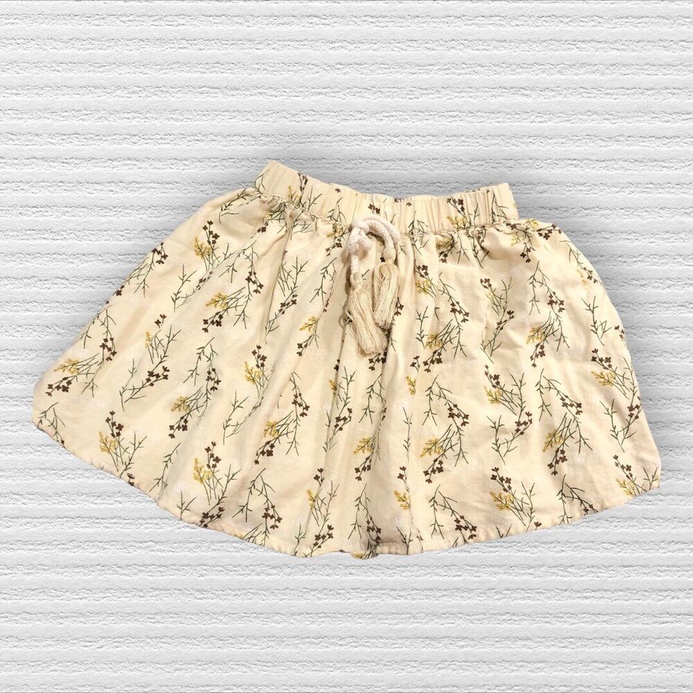 Aimama 4-5 Skirt Neutral Nature Floral Pull on 110cm